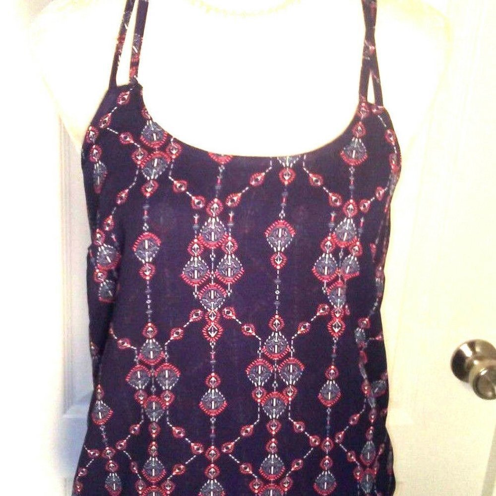 Blue Beaded Summer Tank Top Size Small